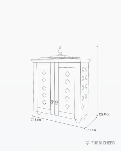 Handcrafted solid wood 2-step puja temple