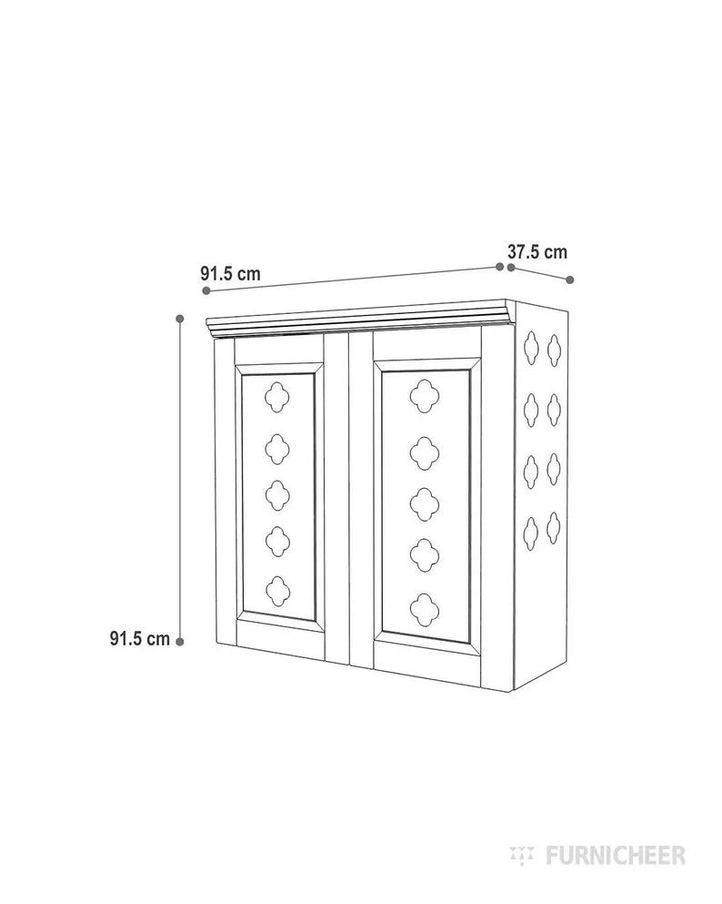 Handmade solid wood puja mandir with pullout tray and drawe