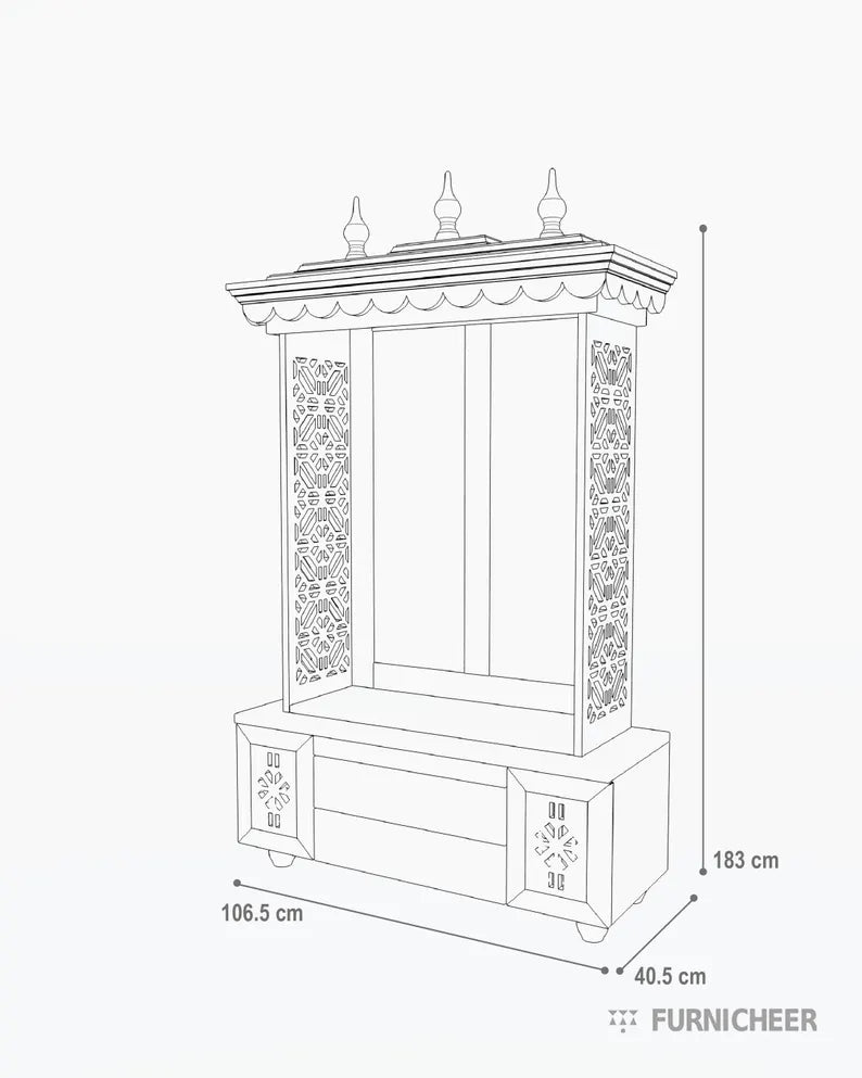 Handcrafted wooden standing pooja temple