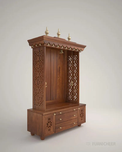 Handcrafted wooden standing pooja temple