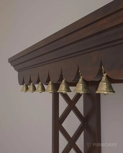 Wall mount Pooja Mandir with pure brass bells in premium