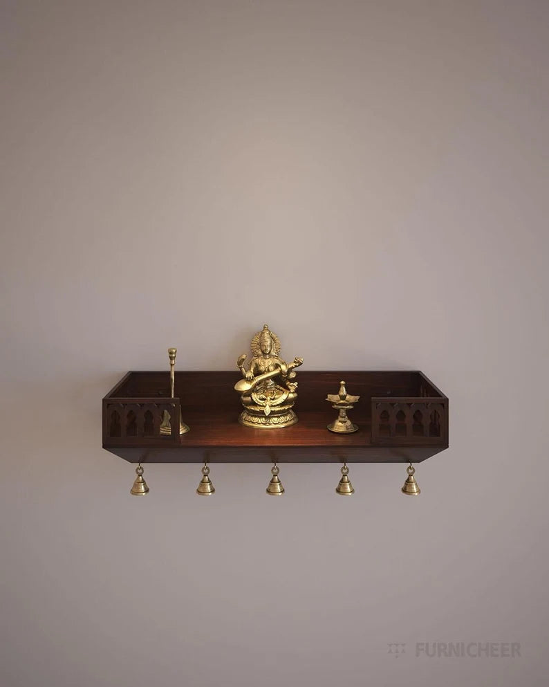 Wooden puja mandir for home in premium