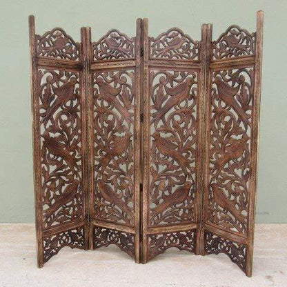 (4 Panel) Wooden Screen Wooden Room Divider Wooden Room Divider Wooden Carving partition