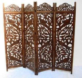 (4 Panel) Wooden Screen Wooden Room Divider Wooden Room Divider Wooden Carving partition