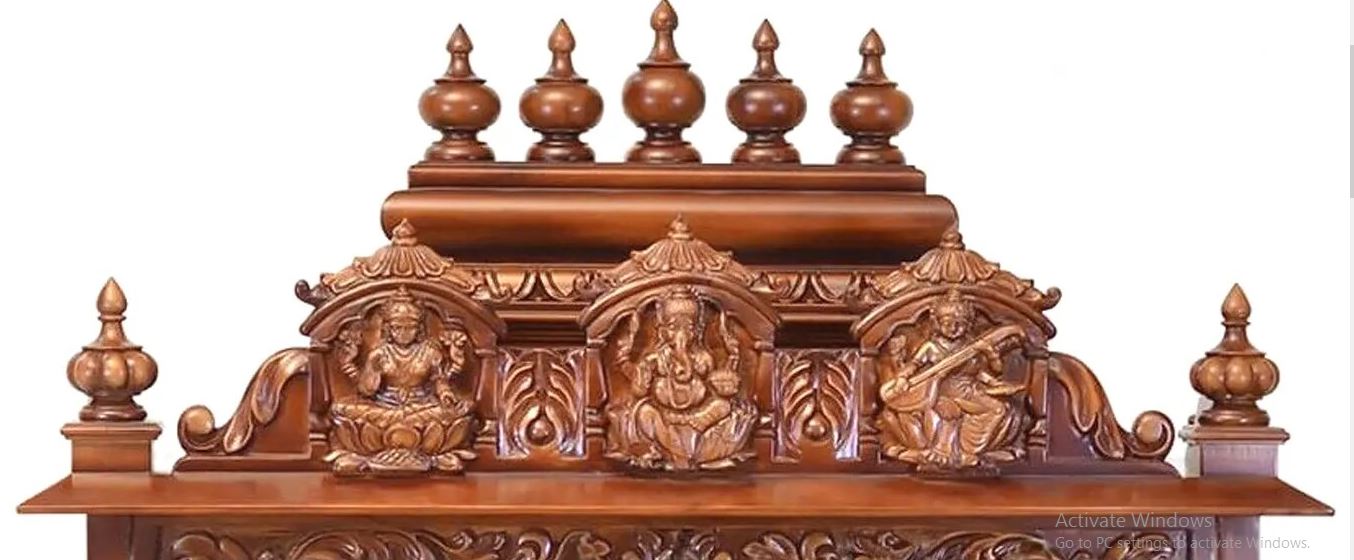 Traditional carved Lakshmi Ganesha Saraswati temple