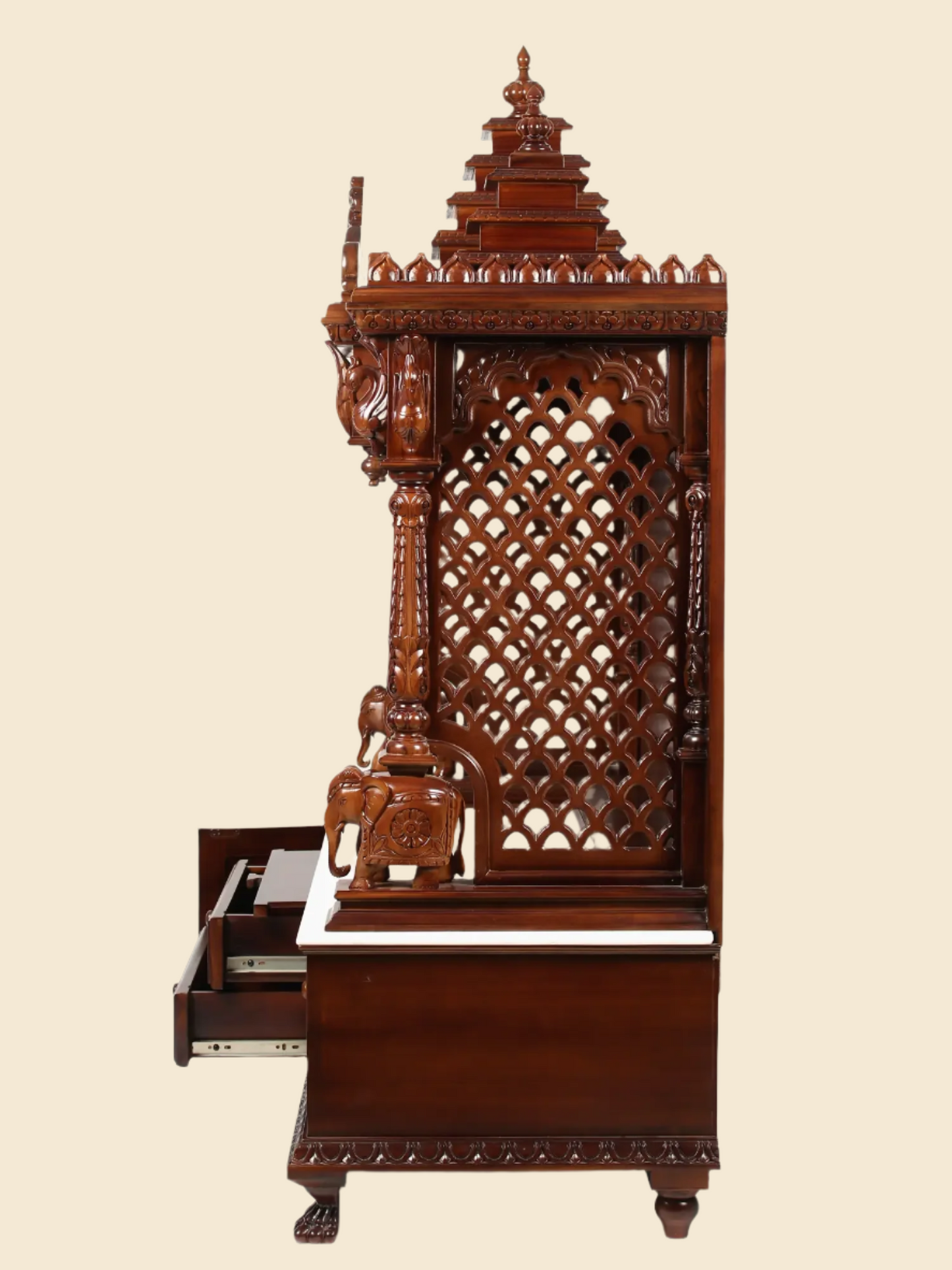 Traditional Indian hand carved wooden temple for home