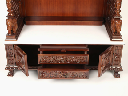 Designer wood and marble temple for home prayer room