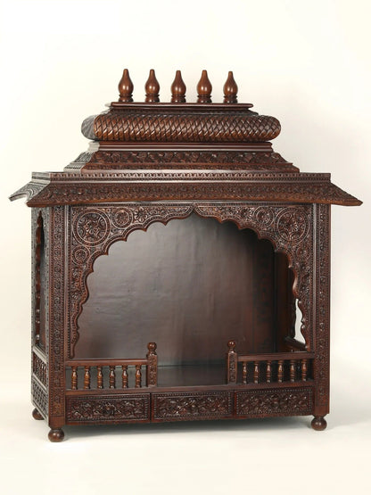 Large designer wooden temple for home prayer room