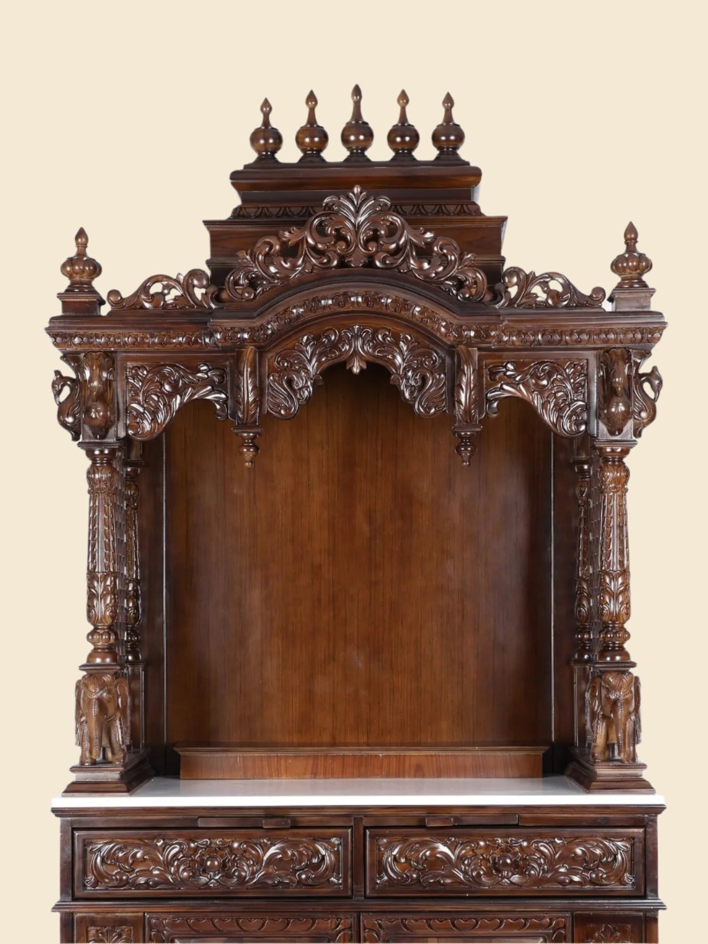 Large handcrafted wooden pooja mandir for home prayer room