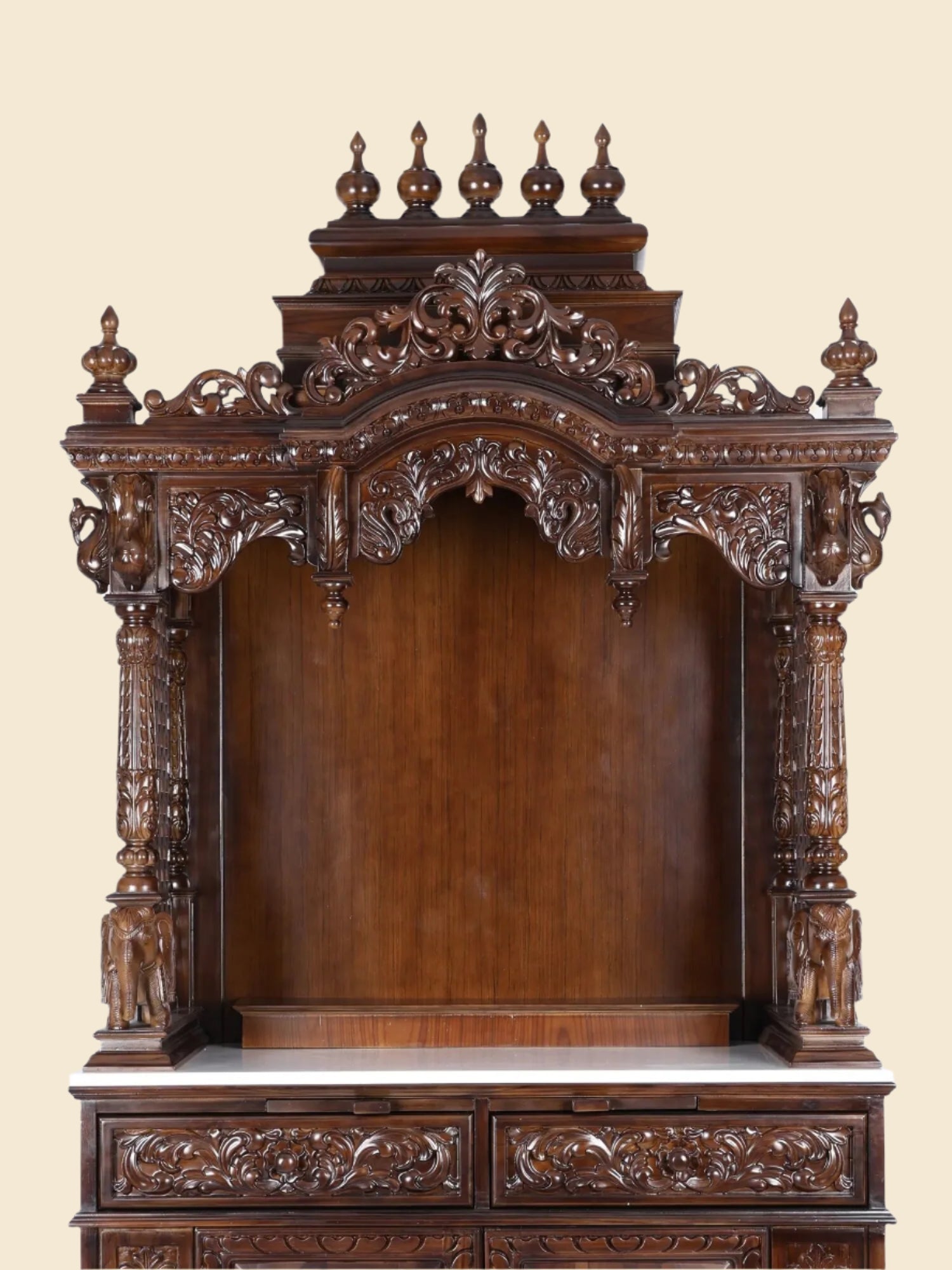 Large handcrafted wooden pooja mandir for home prayer room