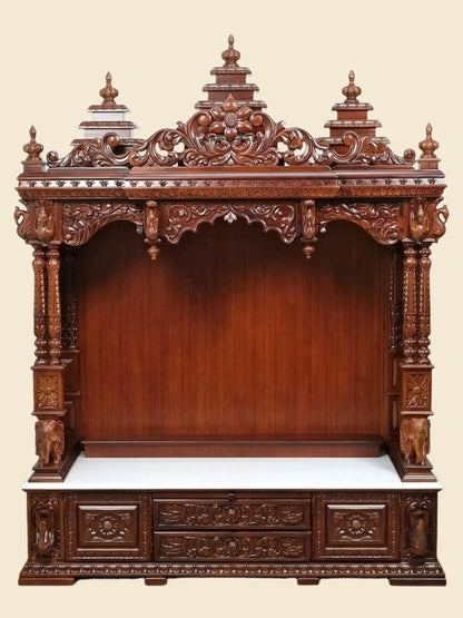 Large handcrafted wooden pooja mandir for home prayer room