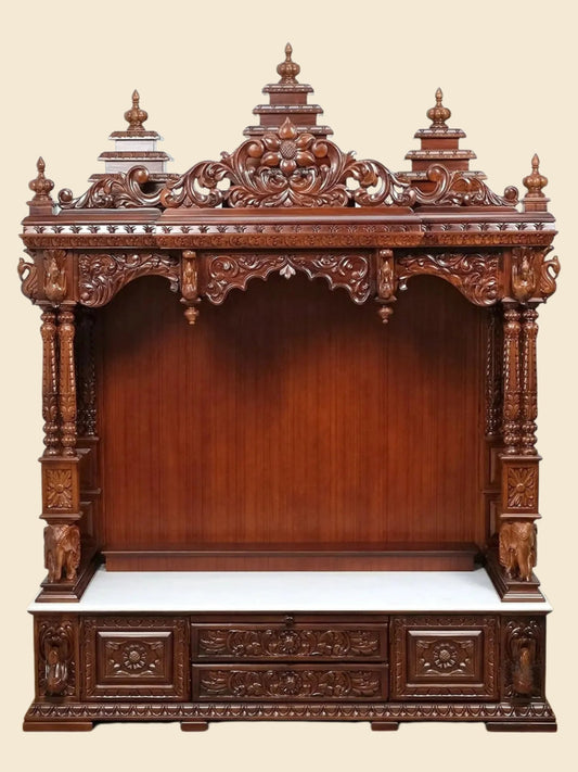 Large handcrafted wooden pooja mandir for home prayer room