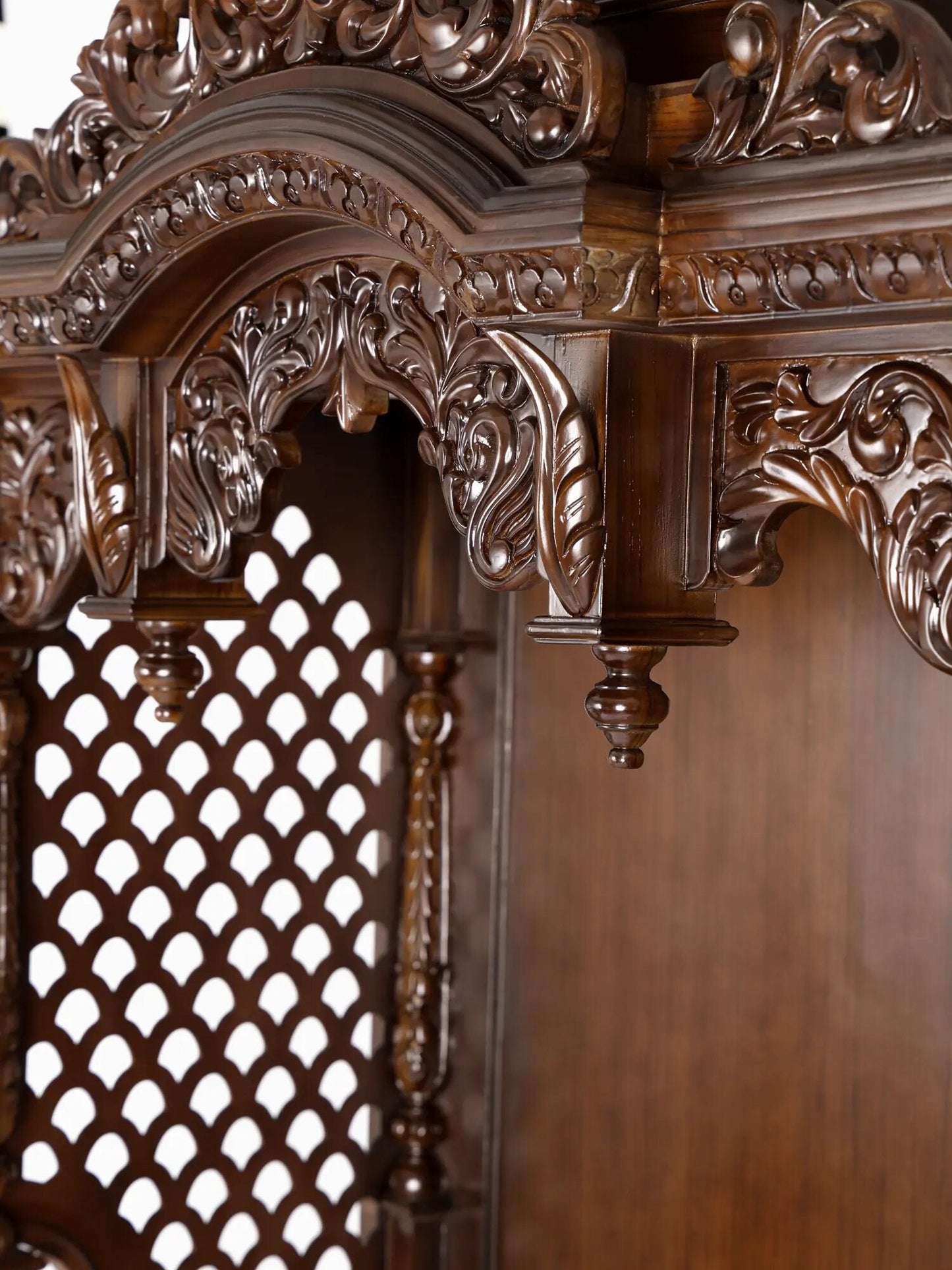 Large handcrafted wooden pooja mandir for home prayer room