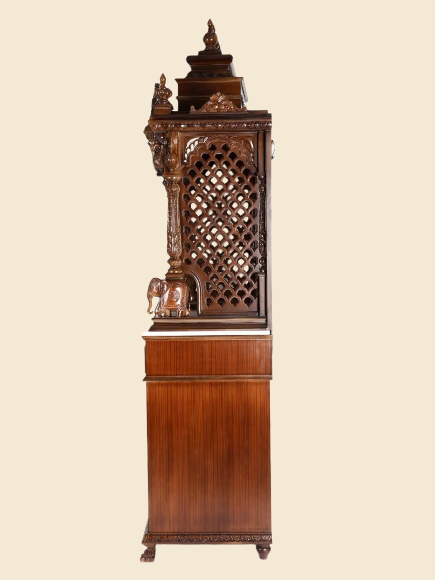 Floor standing wooden temple with spacious prayer altar