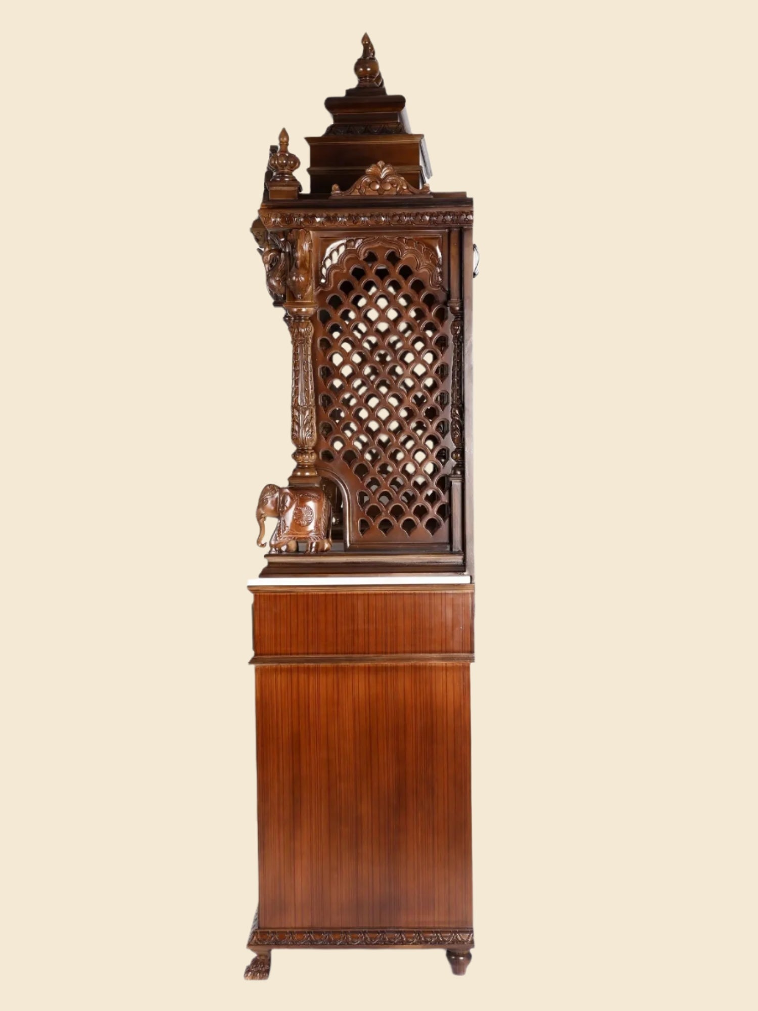 Floor standing wooden temple with spacious prayer altar