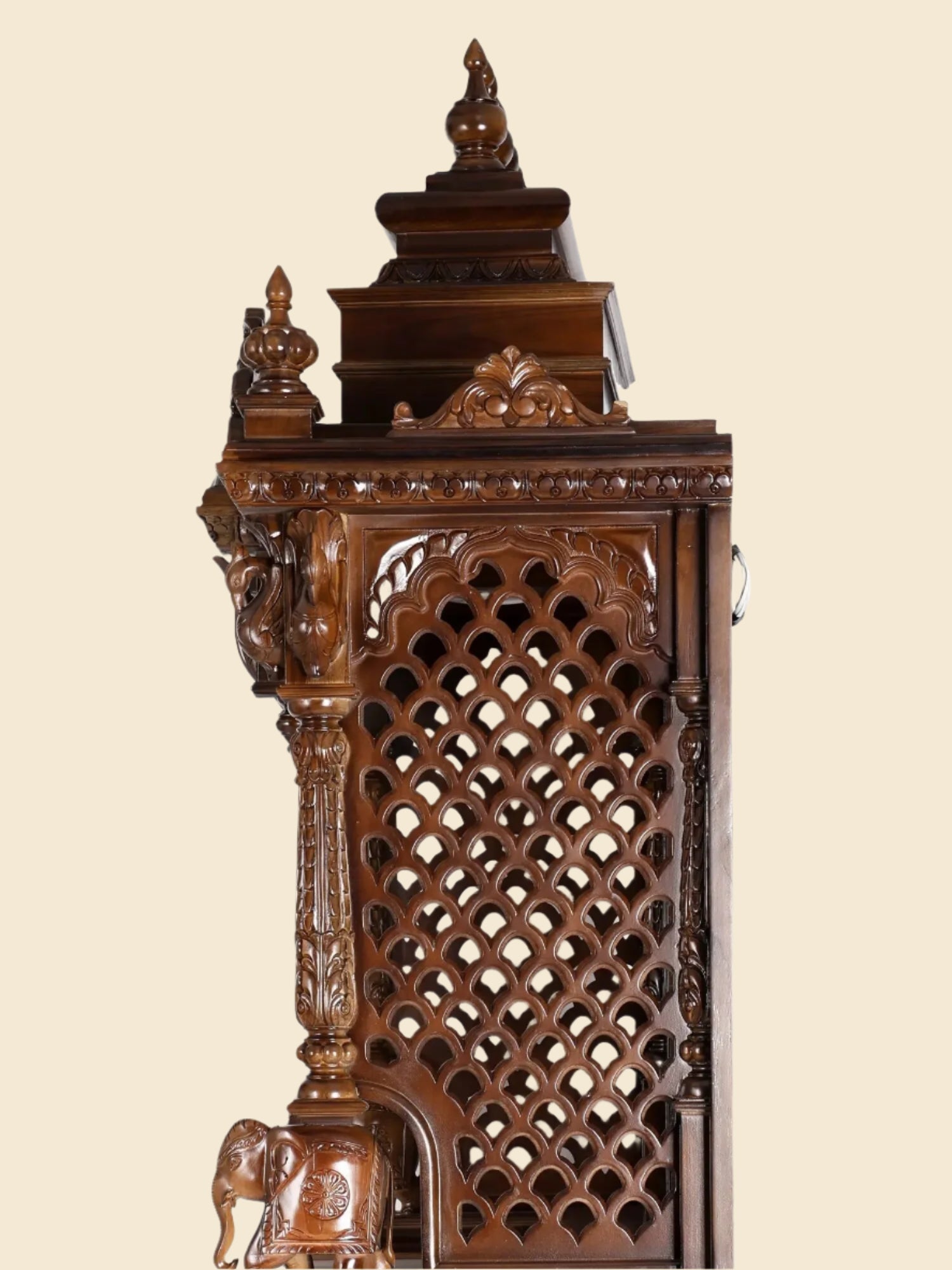 Large handcrafted wooden pooja mandir for home prayer room