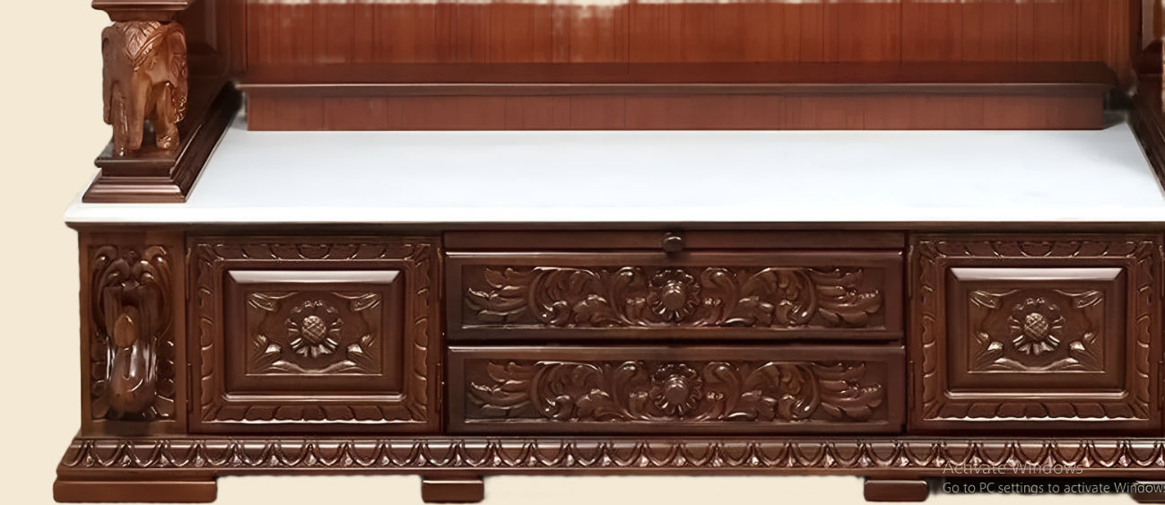Designer wooden temple with spacious prayer altar
