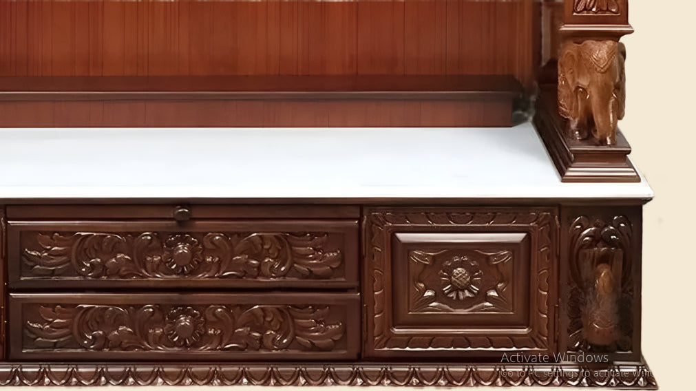 Large wooden Hindu temple for home pooja room