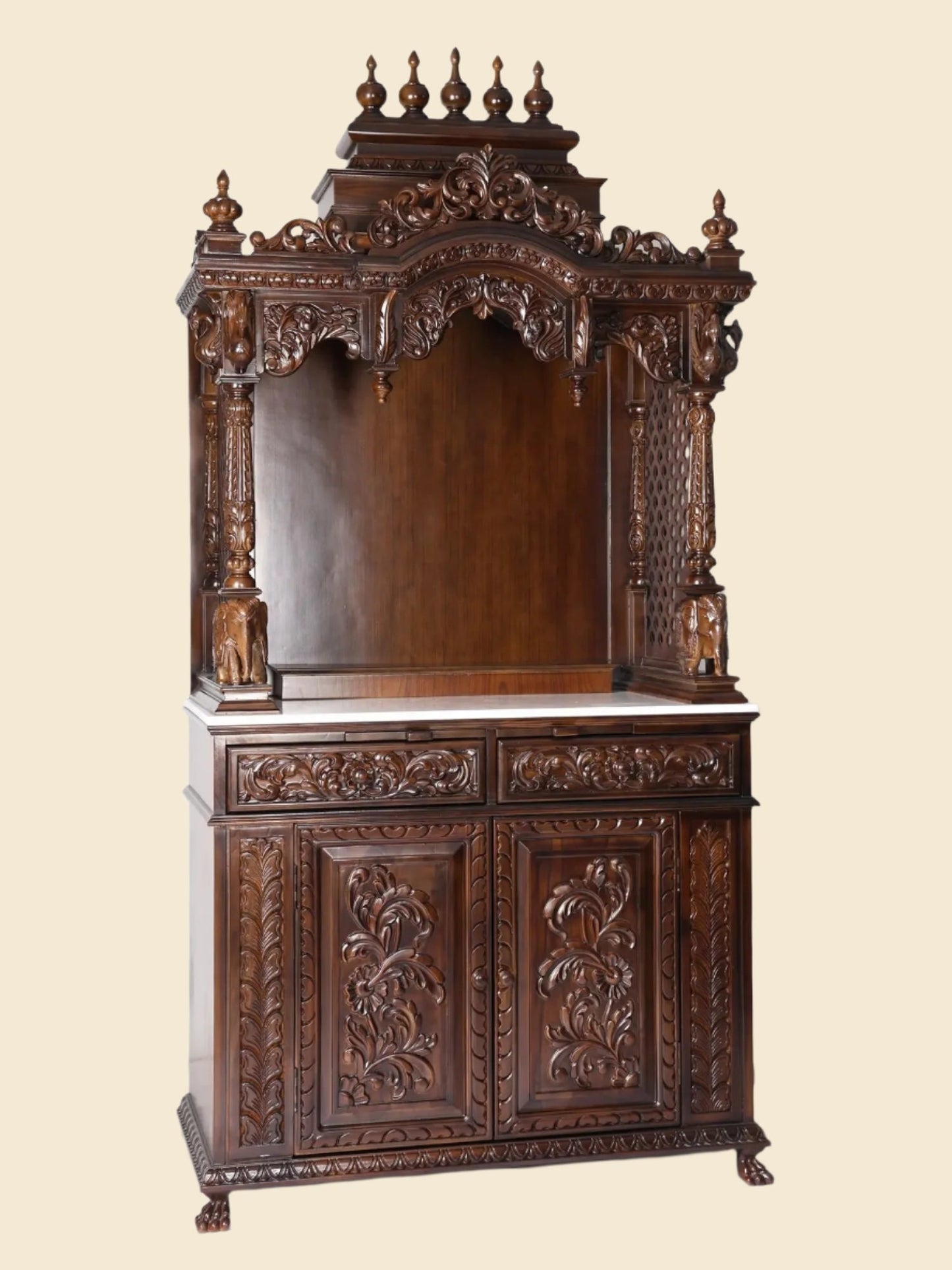 Large handcrafted wooden pooja mandir for home prayer room