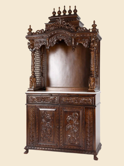 Floor standing wooden temple with spacious prayer altar