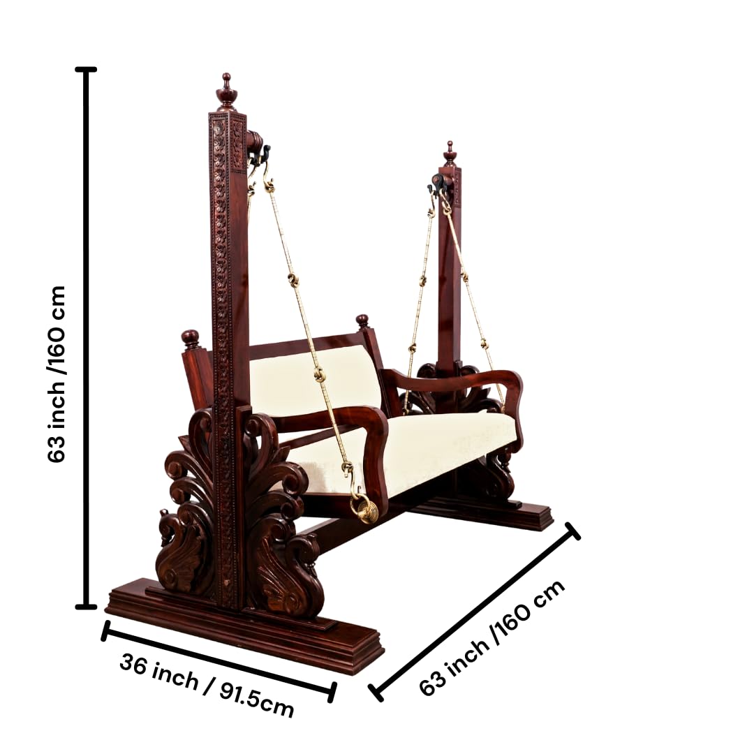 2 seater Indian wooden swing with brass detailing