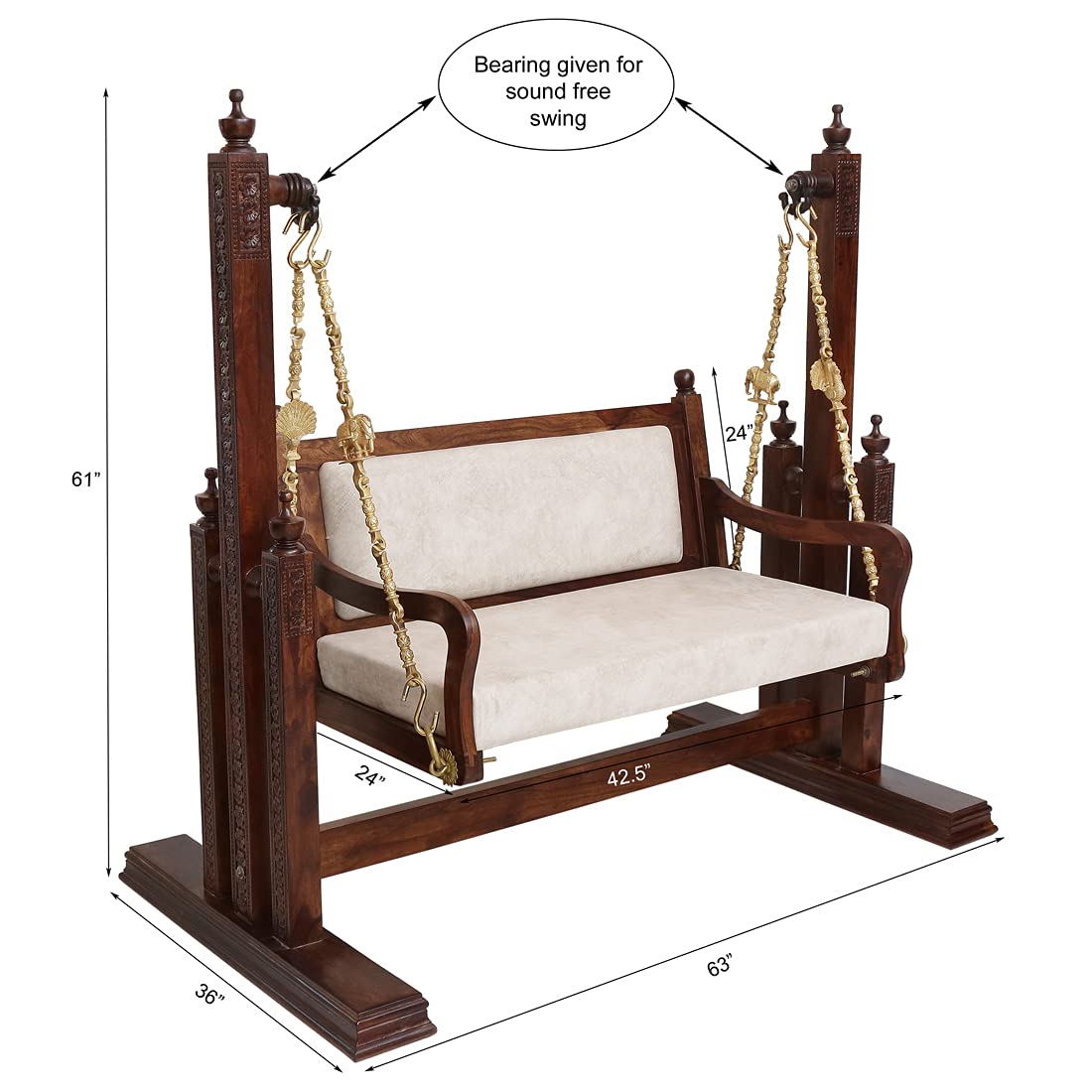 Hand carved rosewood jhula with traditional Indian craftsmanship