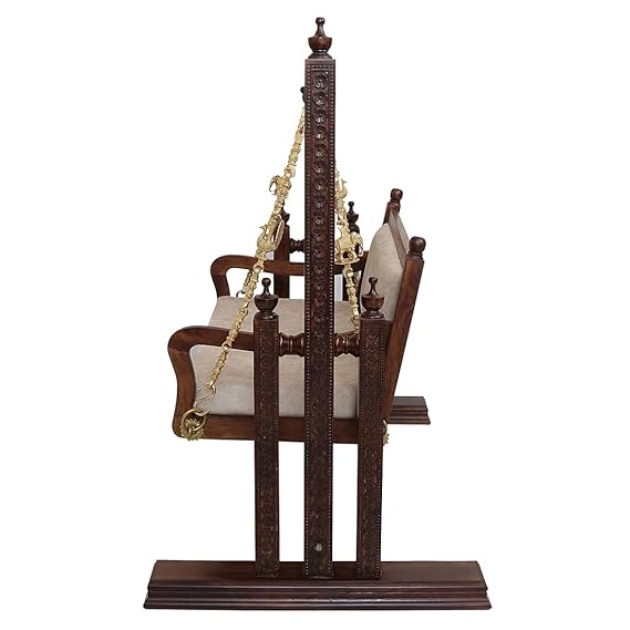 Premium rosewood swing with rich walnut finish and hand carving
