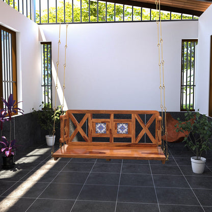 Castle style handmade wooden jhula for elegant home decor