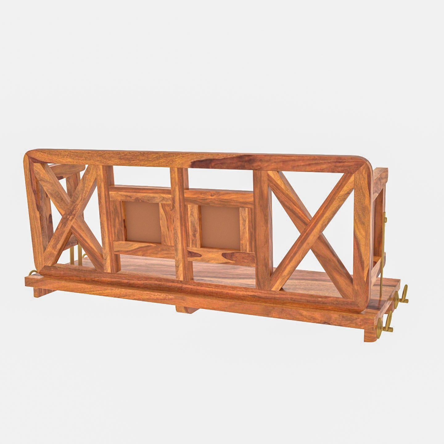 Handcrafted modern wooden jhula with castle style tile design