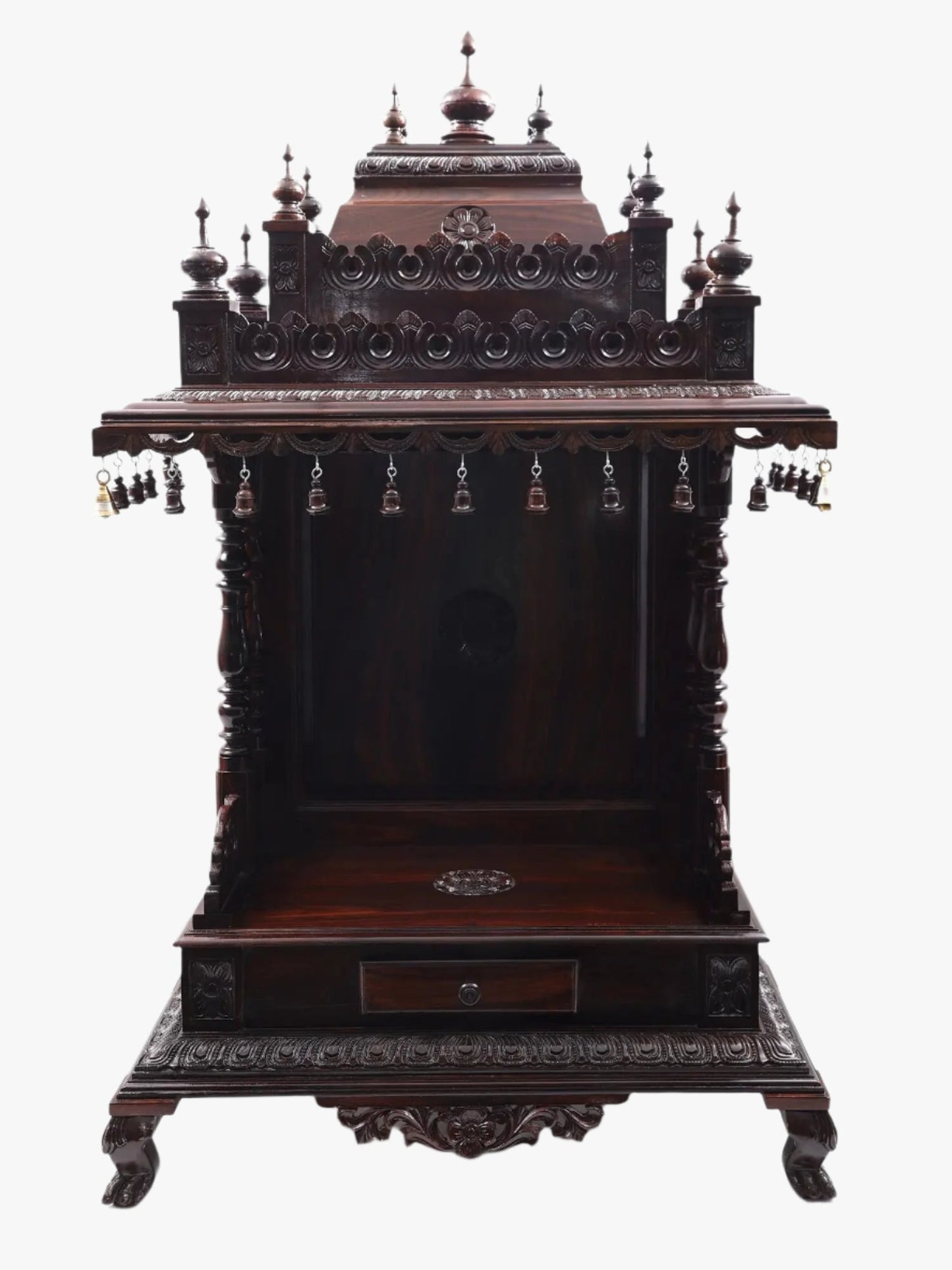 Mysore style handmade wooden temple for home with traditional Indian design