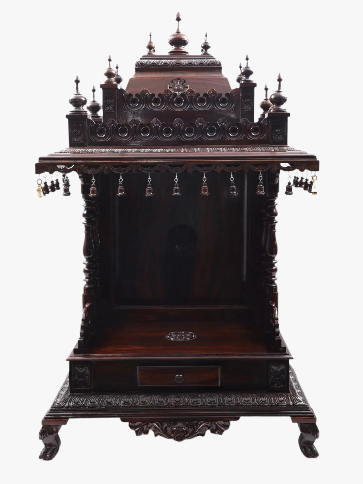 Mysore style handmade wooden temple for home with traditional Indian design