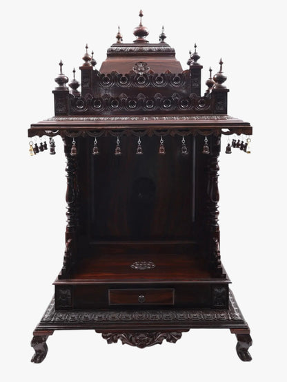 Mysore style handmade wooden temple for home with traditional Indian design
