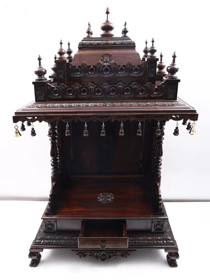 Mysore style handmade wooden temple for home with traditional Indian design