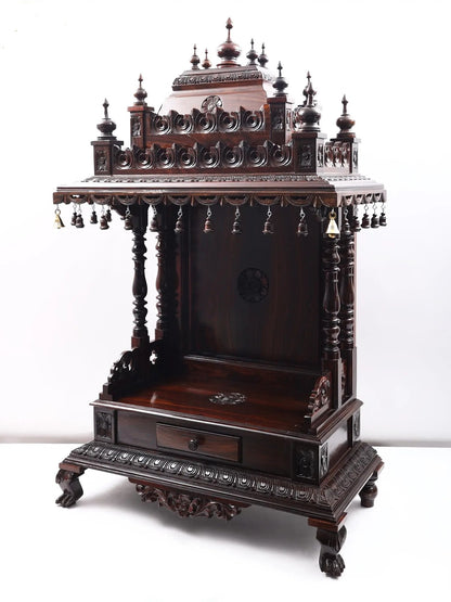 Mysore style handmade wooden temple for home with traditional Indian design