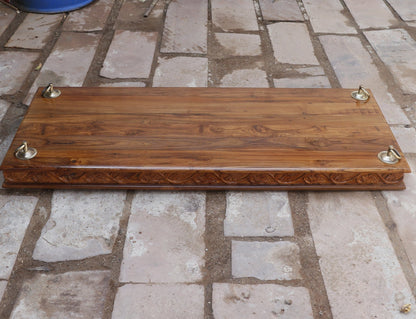 Old farmhouse rustic wooden swing with natural brown finish