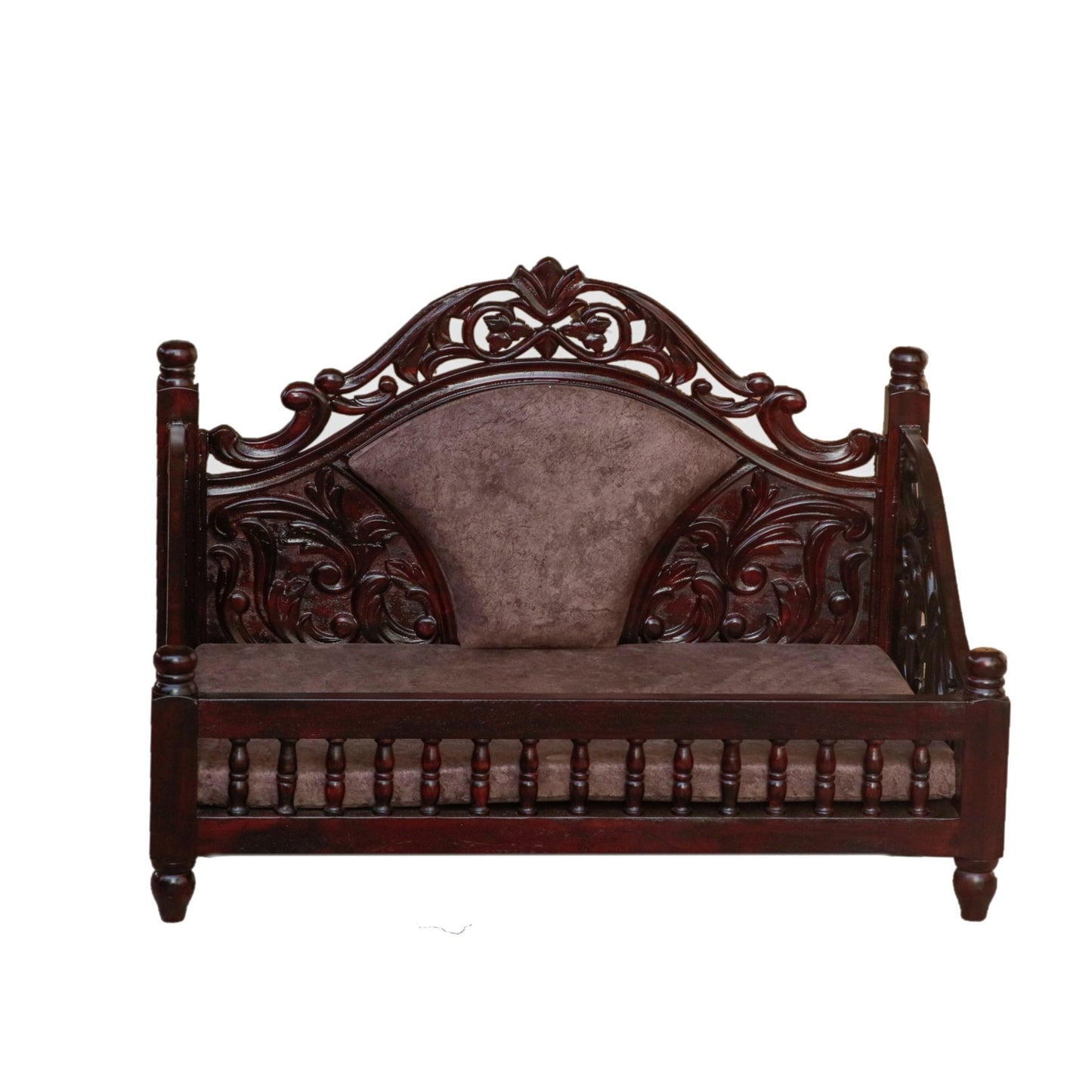   Velvet upholstered carved wooden jhula
