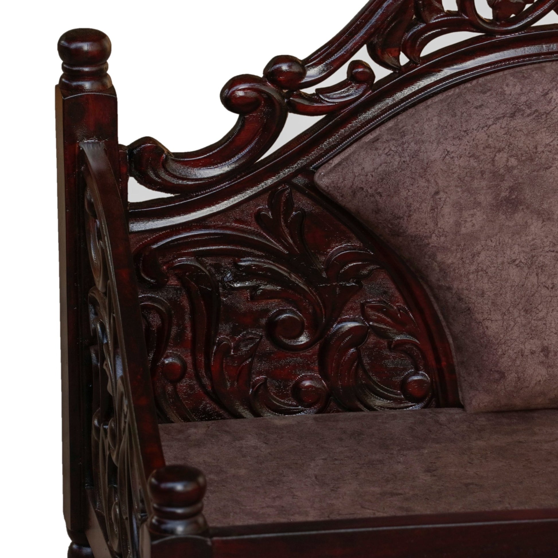 Traditional handcrafted carved wooden swing from India
