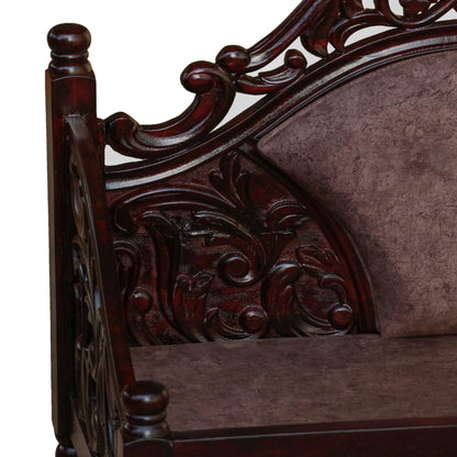 Traditional handcrafted carved wooden swing from India