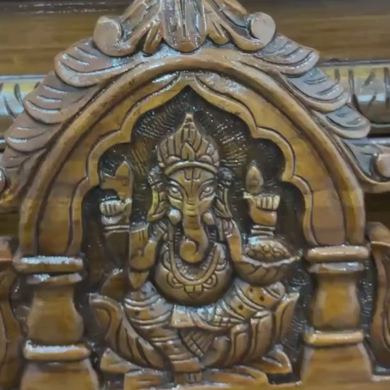 50 inch wooden pooja mandir size guide showing 36 inch width and 18 inch depth