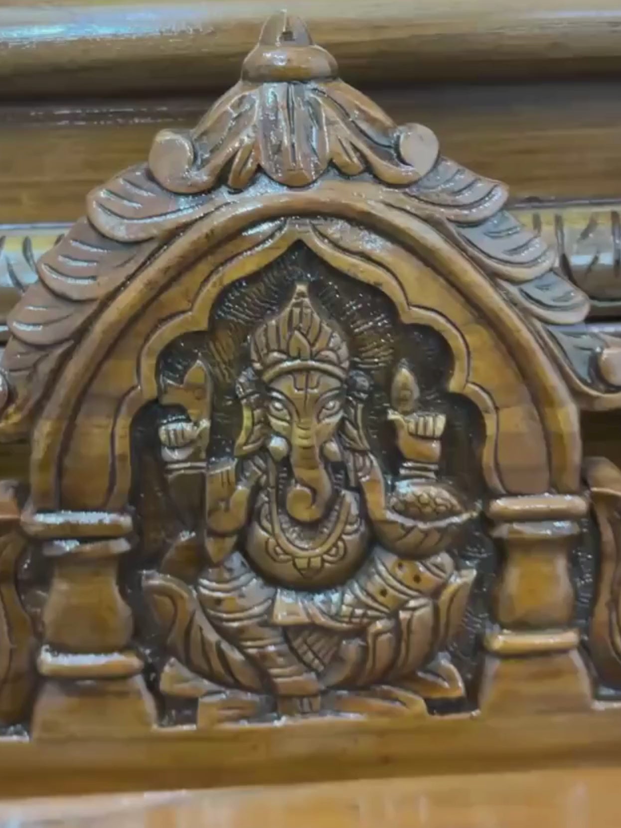50 inch wooden pooja mandir size guide showing 36 inch width and 18 inch depth