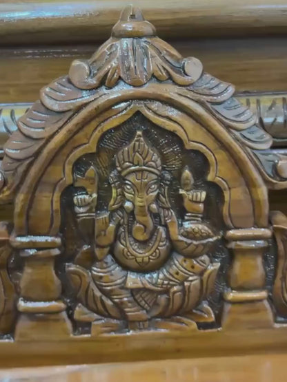 50 inch wooden pooja mandir size guide showing 36 inch width and 18 inch depth
