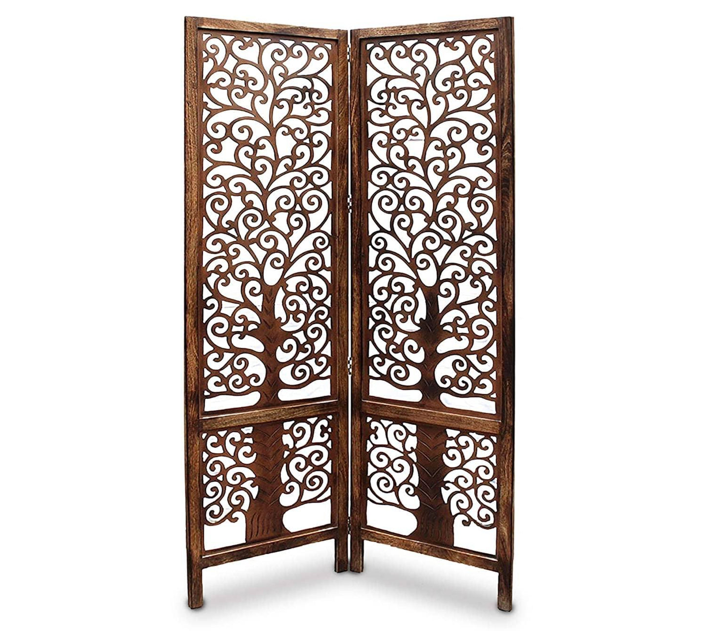 wooden  Handcrafted 2 Panel Brown Wooden Room Partition/Divider