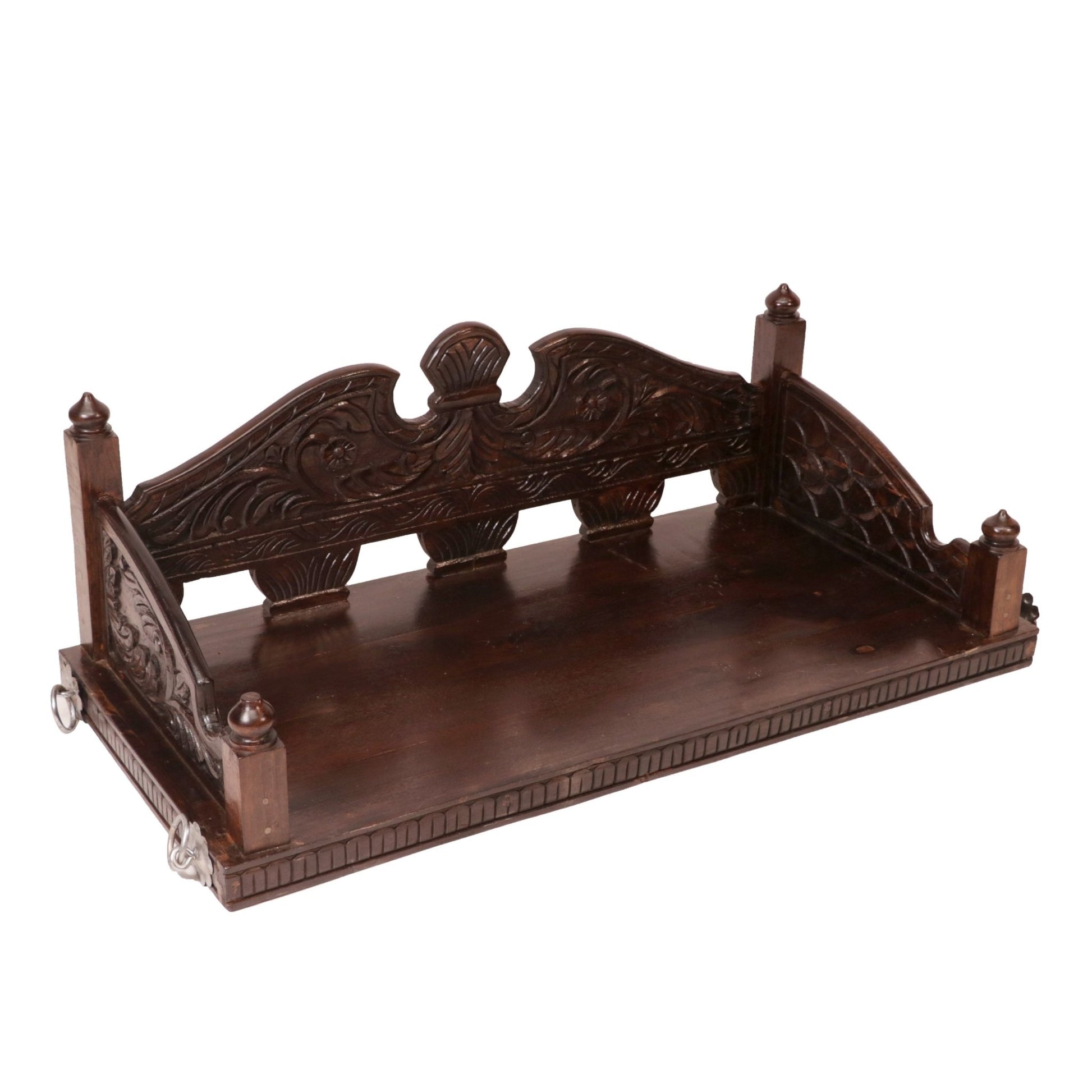 Traditional Rajasthani wooden jhula with ornate carved detailing