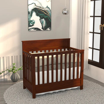 Wooden baby cradle for nursery with natural teak wood finish