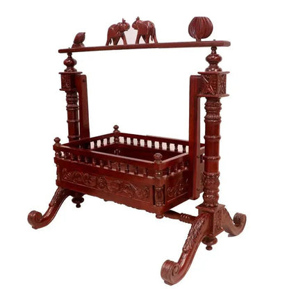 Spacious traditional wooden baby cradle for nursery