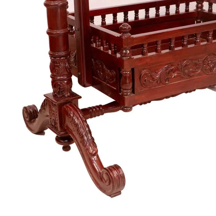 Spacious traditional wooden baby cradle for nursery