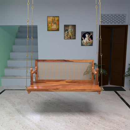Sheesham wood jhula with authentic cane backrest