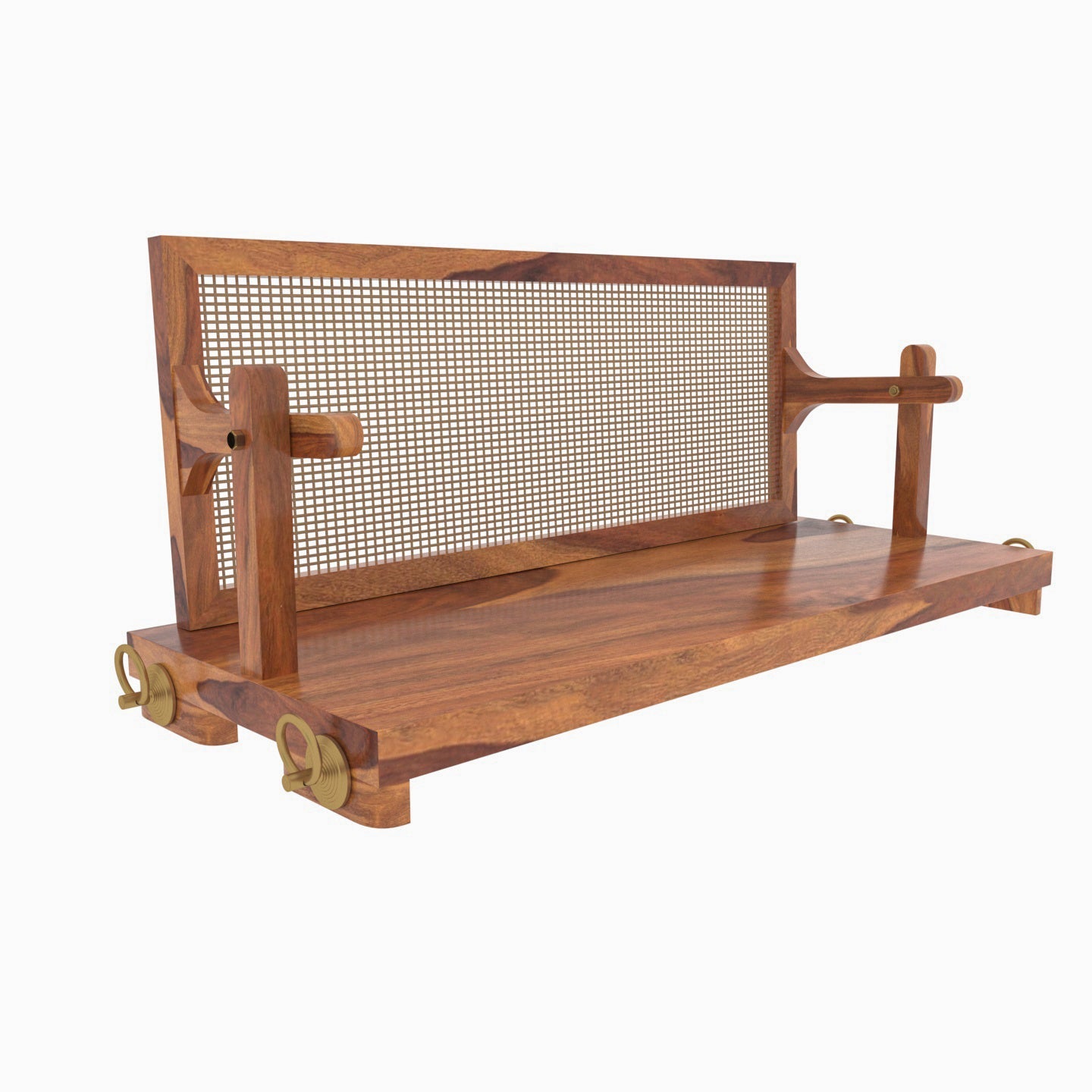 Authentic cane back wooden swing with handcrafted frame