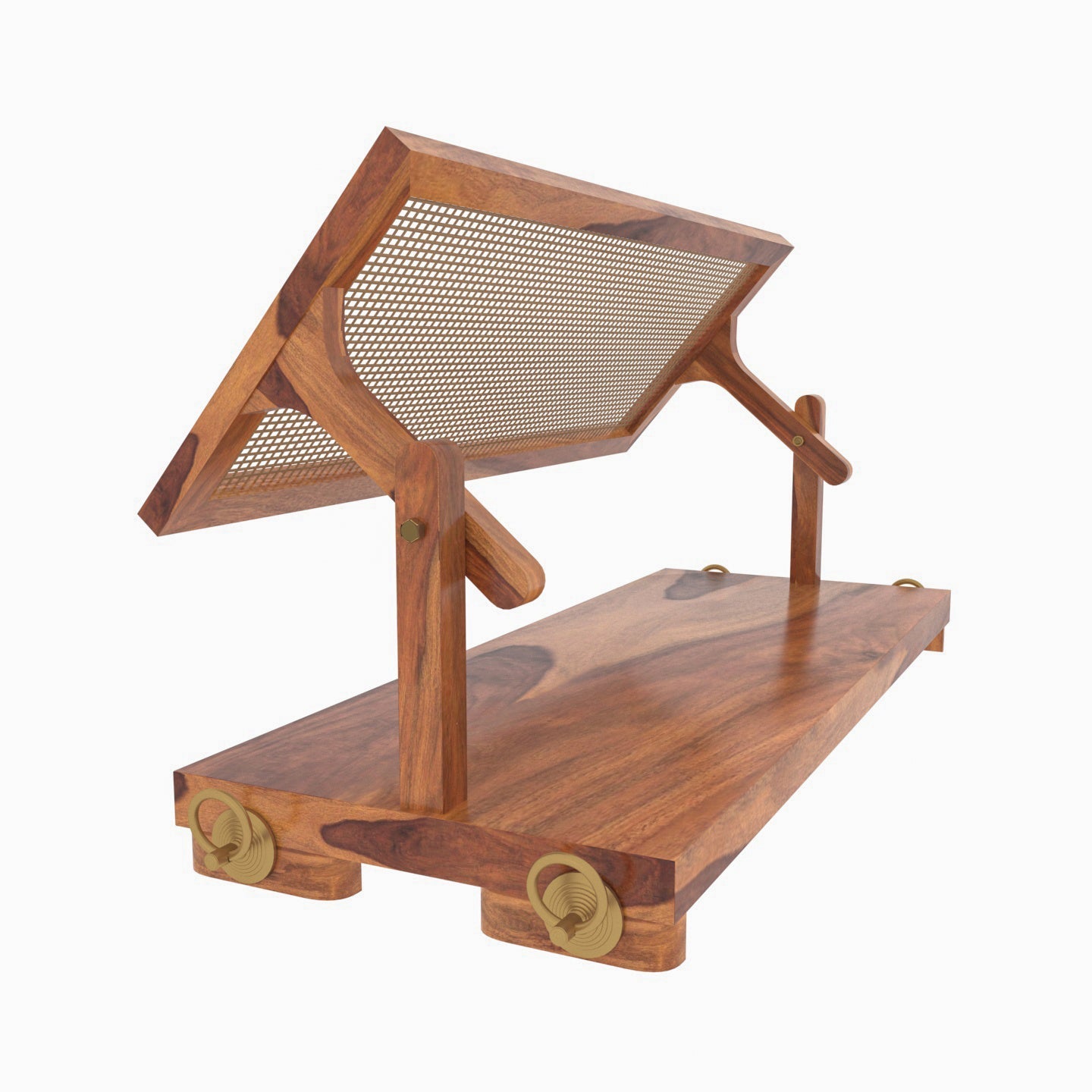 Rustic Sheesham wood and cane jhula for living room