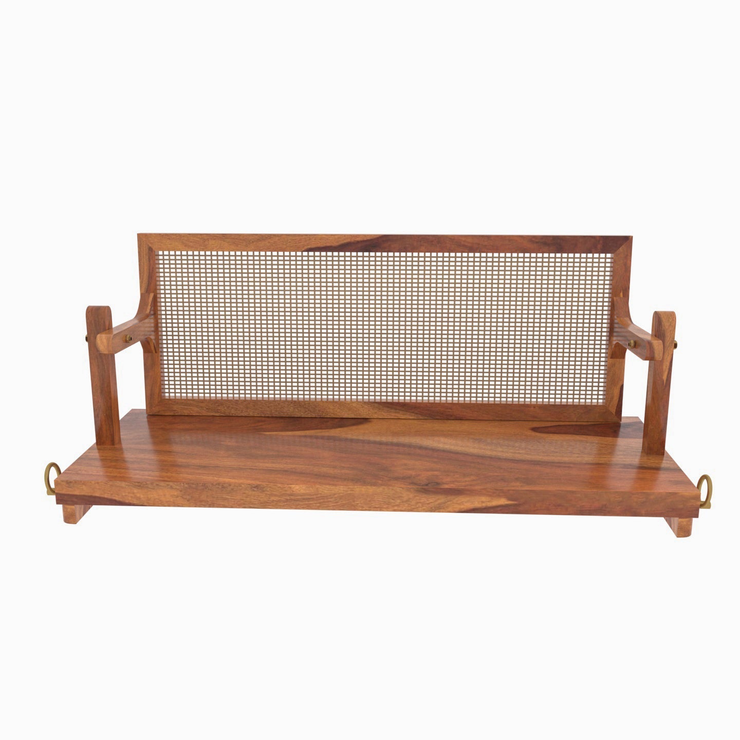 Reversible cane back handmade wooden swing for home